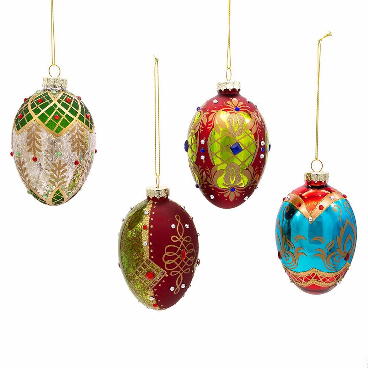 Kurt S. Adler 4pc. 65MM Glass Egg Ornament Set