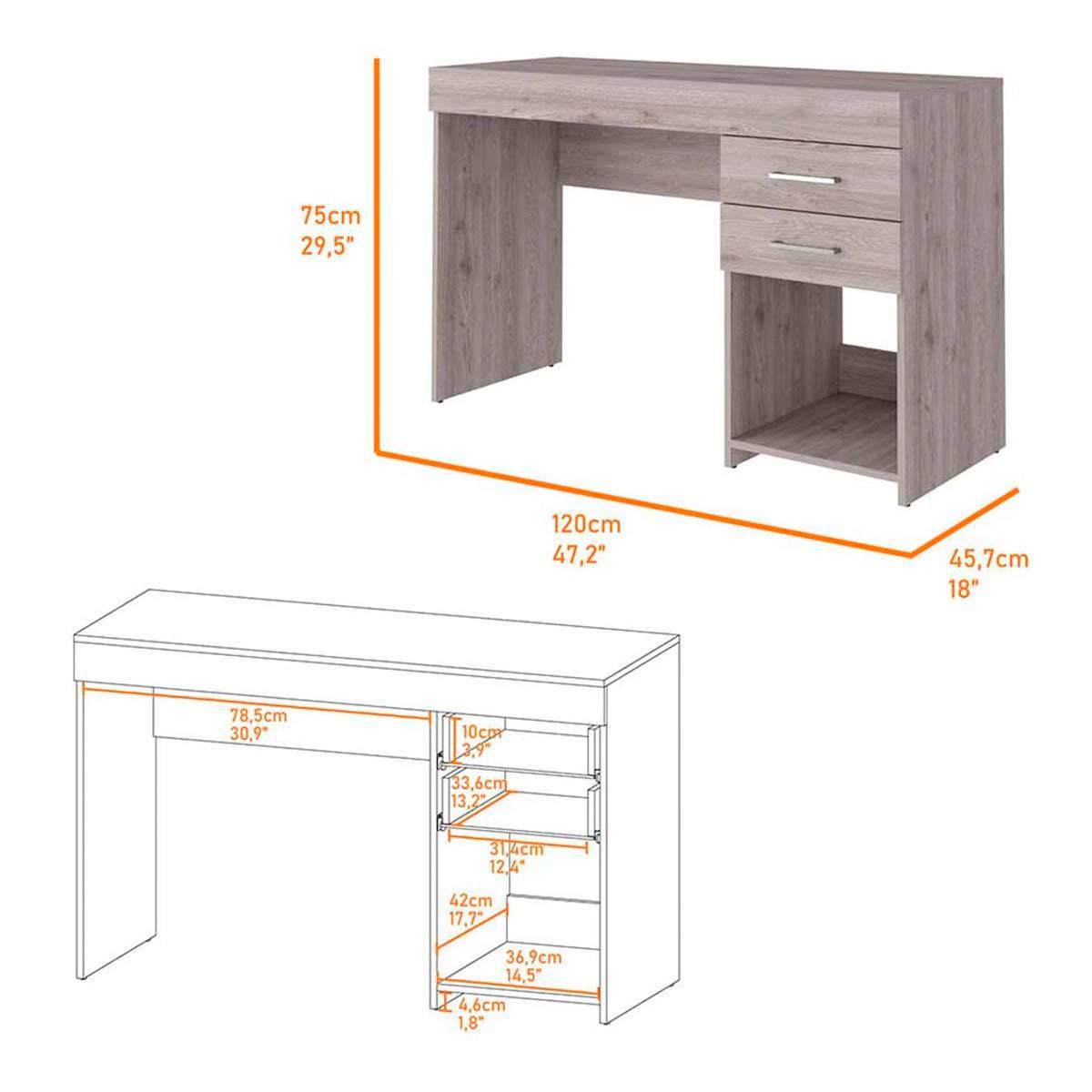 FM FURNITURE Austin Computer Desk w/ 2 Drawers