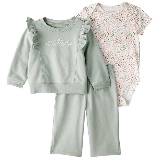 Baby Girl (3-24M) Carter's® 3pc. Floral Bodysuit & Sweatshirt Set