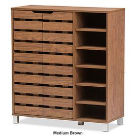 Baxton Studio Shirley Open Shelves 2 Door Shoe Cabinet