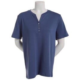 Petite Hasting & Smith Short Sleeve Solid Henley Tee