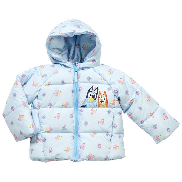 Toddler Girl Bluey Hooded Puffer Jacket