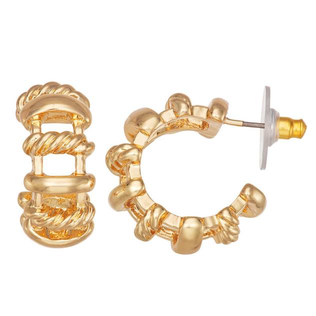 Napier Yellow Gold-Tone Rope C-Hoop Earrings