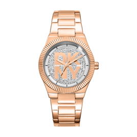 Womens DKNY Jewel-Encrusted Dial Rose Gold Watch - DK1L102M0235