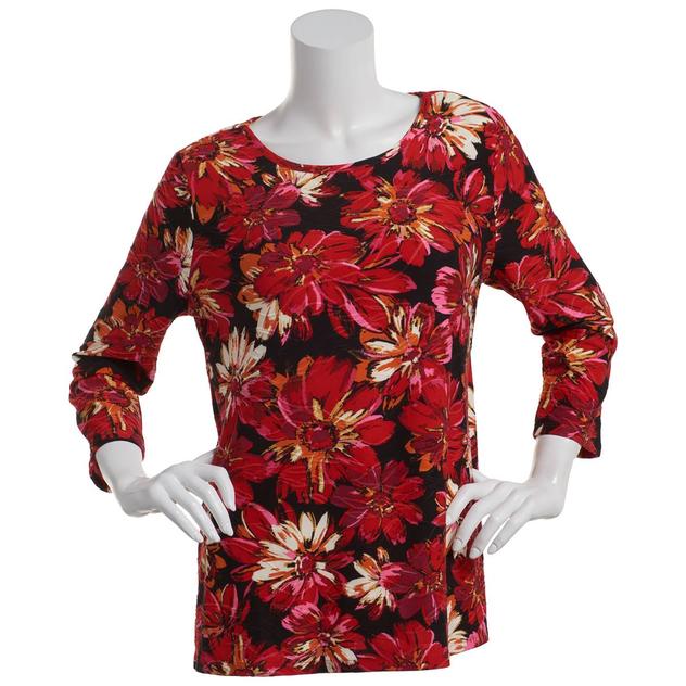 Plus Size Emily Daniels 3/4 Sleeve Large Moody Floral Tee