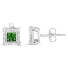 Radiant Rainbow™ 1/2ctw. Green Diamond Quad Stud Earrings