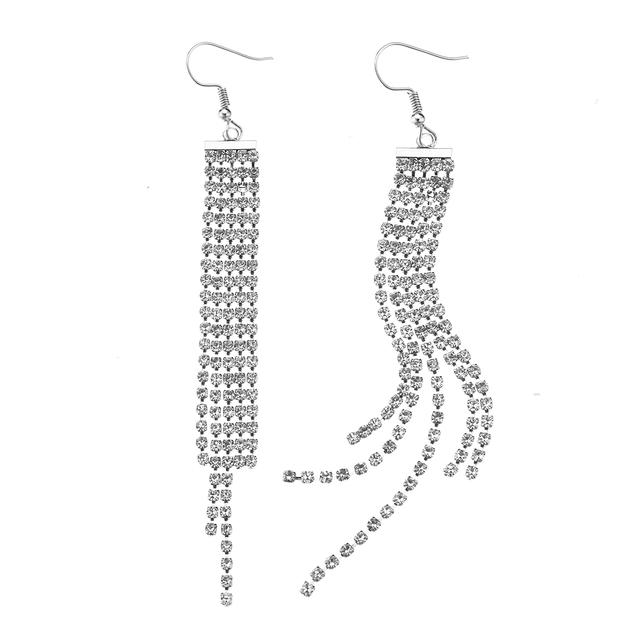 Ashley Silver Rhinestone Dangle Earrings