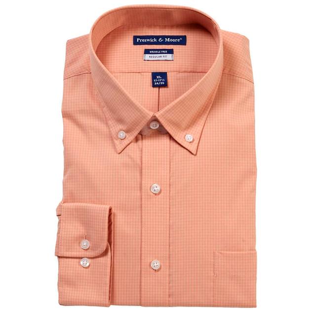 Mens Preswick & Moore® Regular Fit Stretch Dress Shirt-Cantaloupe