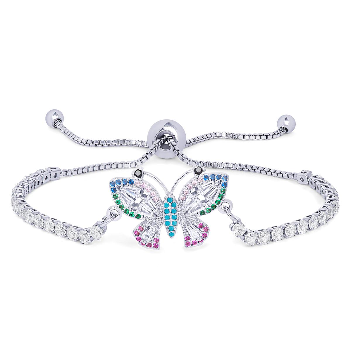 Multi Cubic Zirconia Butterfly Adjustable Bracelet
