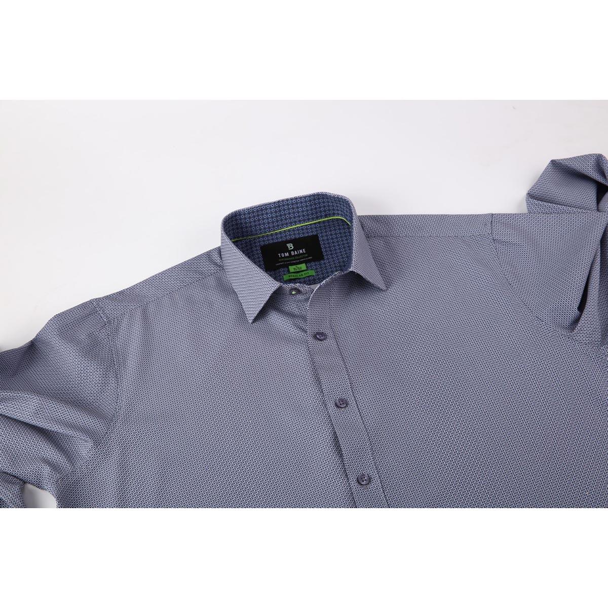 Mens Tom Baine Regular Fit Diamond Dress Shirt - Dark Blue