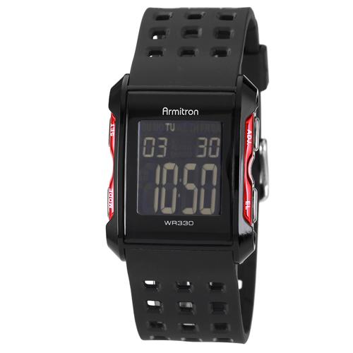 Mens Armitron Black Resin Sport Watch - 40-8177RED