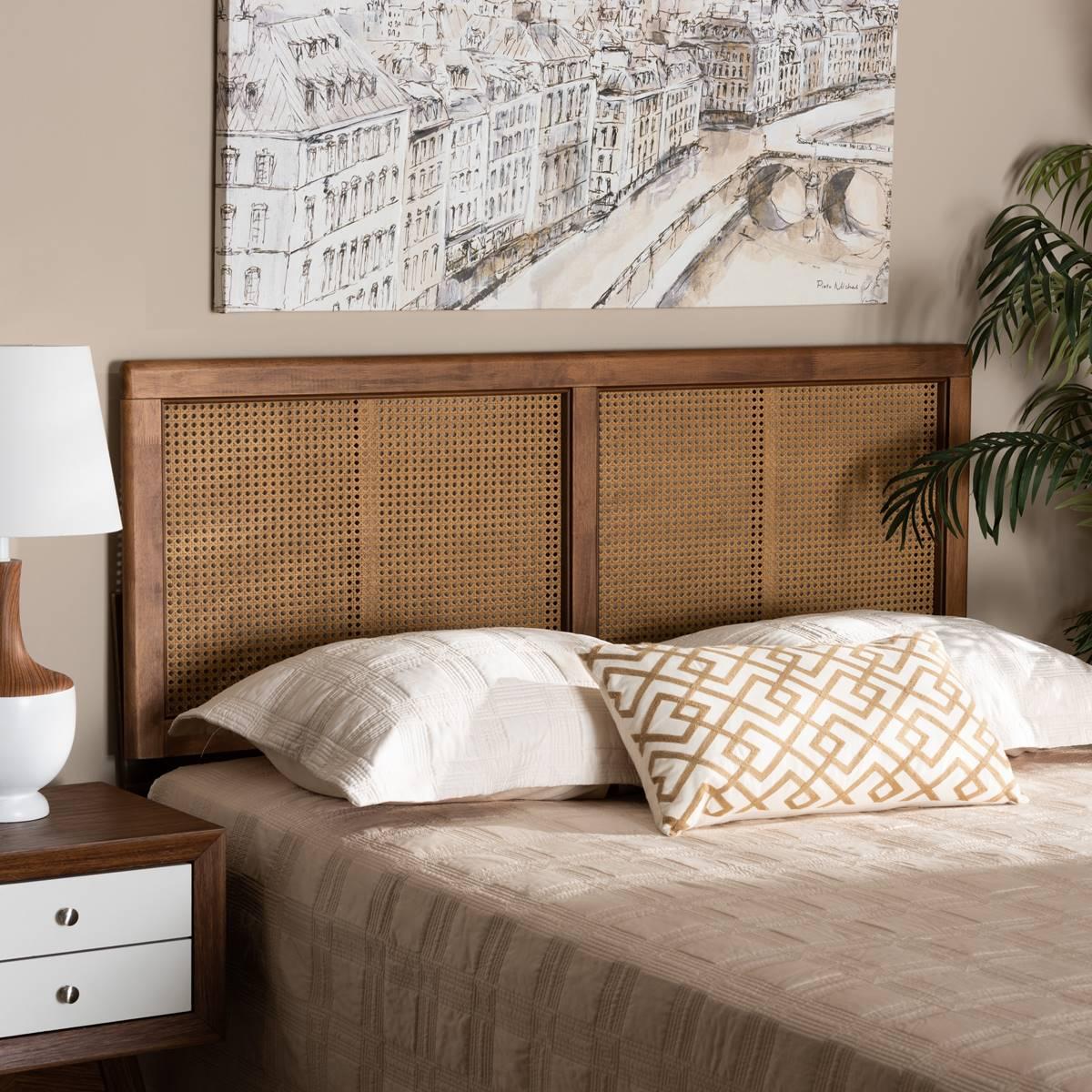 Baxton Studio Gilbert Ash Walnut Finished Wood Headboard
