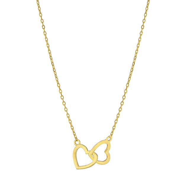 Athra 14kt. Gold Over Silver Linked Hearts Pendant Necklace