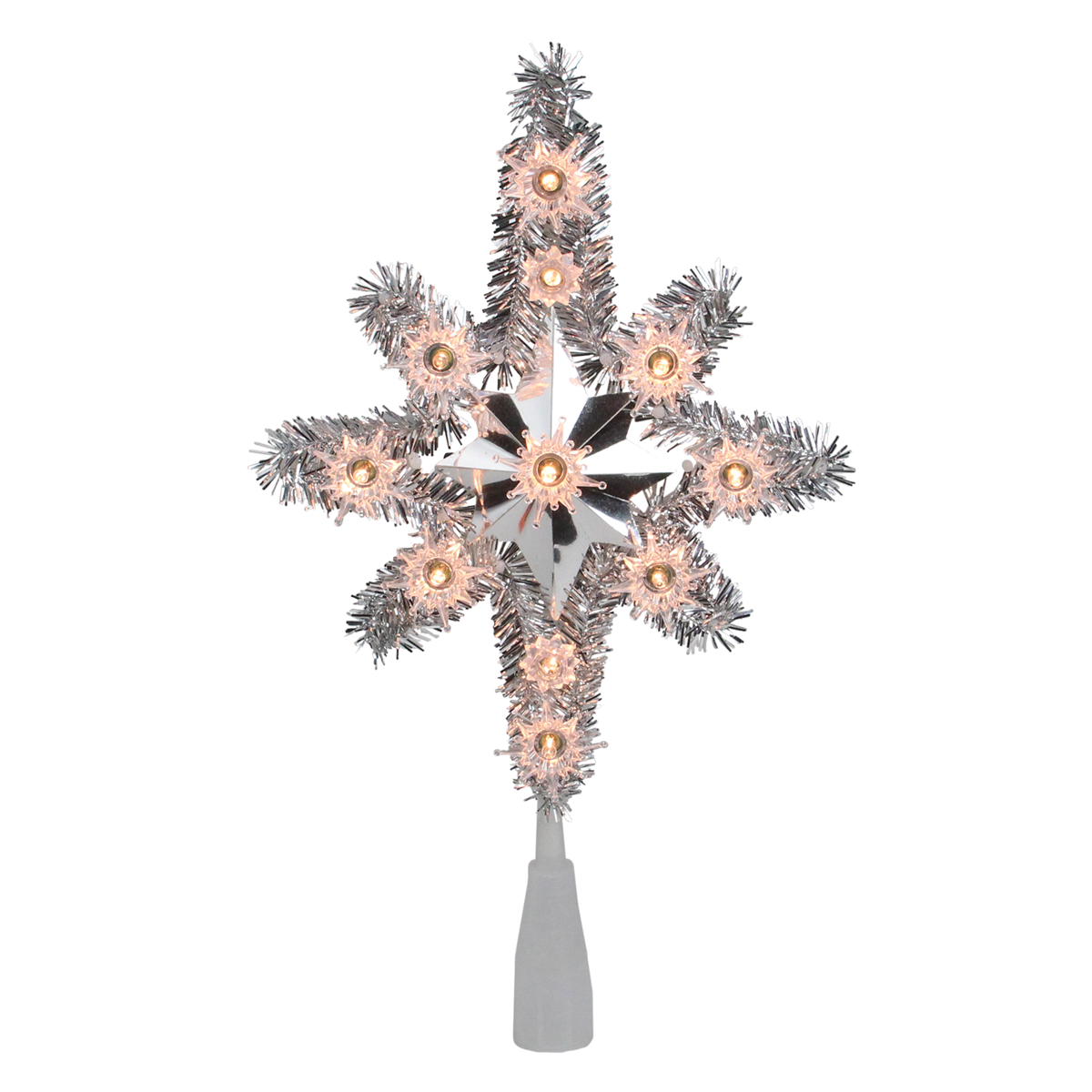Northlight Silver Lighted Tinsel Star of Bethlehem Tree Topper