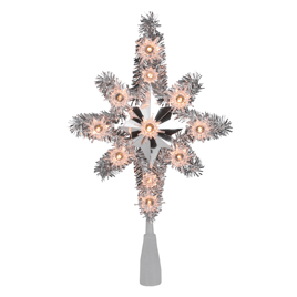 Northlight Silver Lighted Tinsel Star of Bethlehem Tree Topper