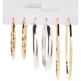 Design Collection Silver Multi Textured  Polished Earrings