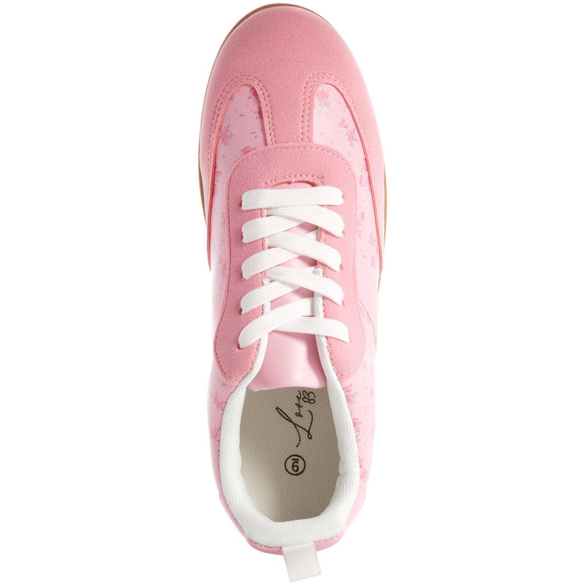 Womens Love 83 Pink Floral Fashion Sneakers