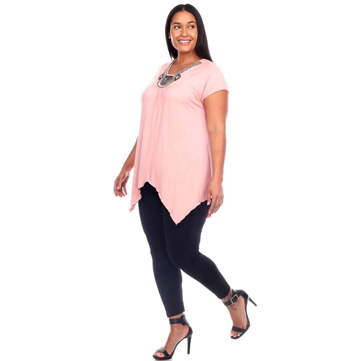 Plus Size White Mark Short Sleeve V-Neck Fenella Tunic