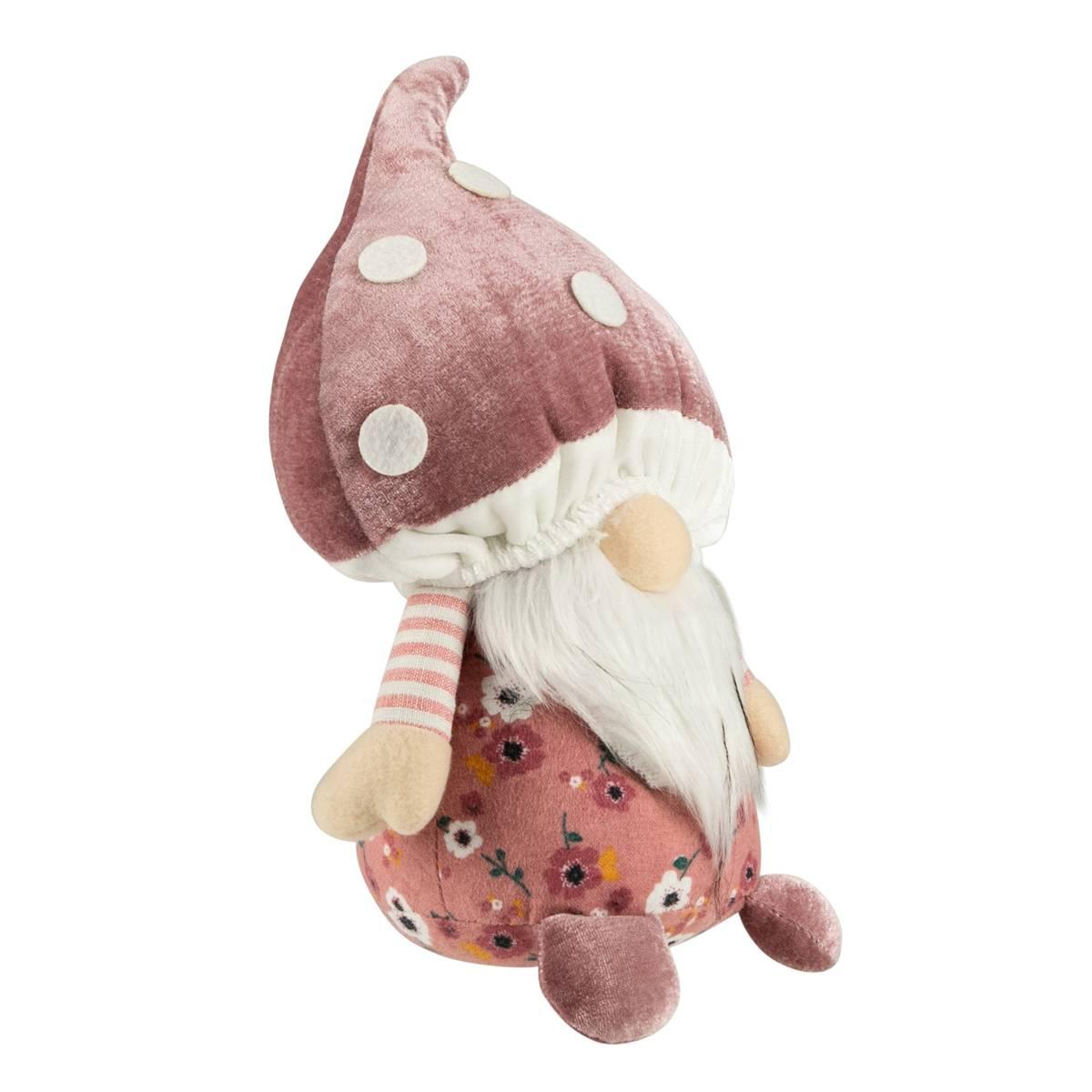 Northlight Seasonal Pink Floral Mushroom Gnome Figurine