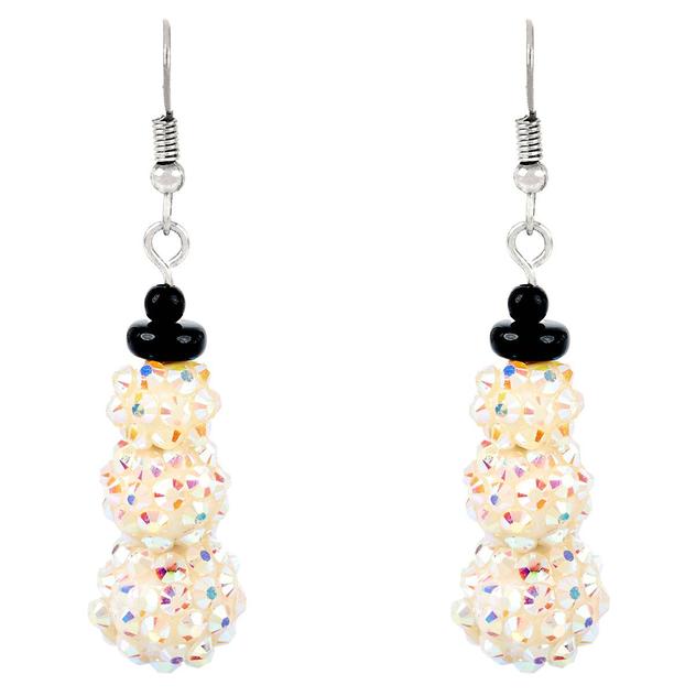 Silver-Plated Snowman Ball Drop Earrings