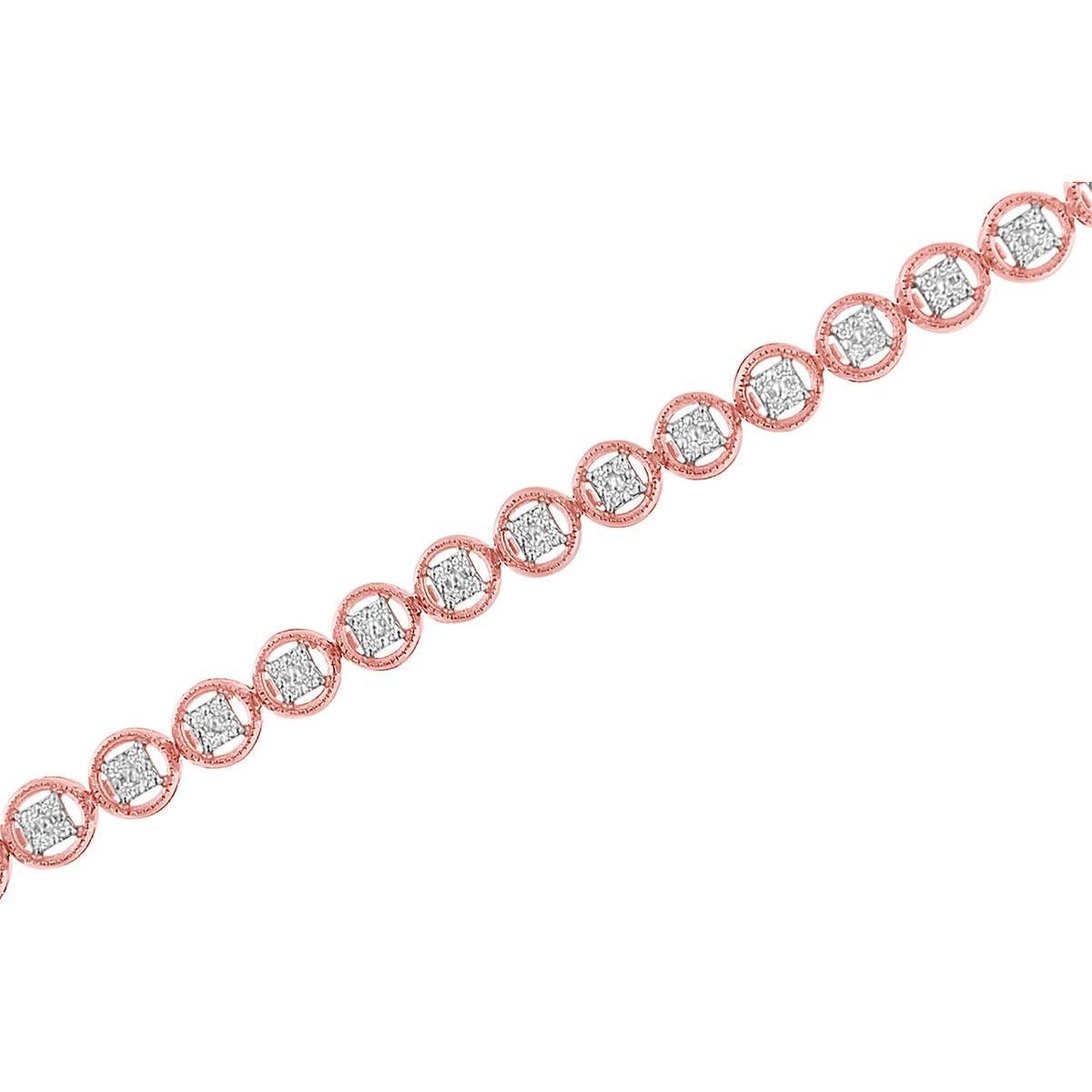 Haus of Brilliance 14kt. Rose Gold Plated Diamond Tennis Bracelet