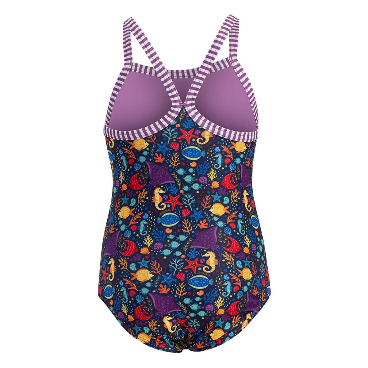 Toddler Girls Dolfin® Little Fish Criss-Cross One Piece Swimsuit