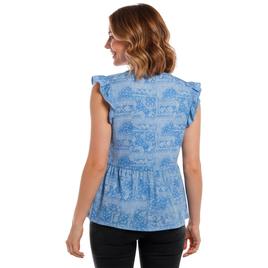 Womens Absolutely Famous Flutter Sleeve Tie Neck Blouse