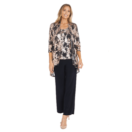 Womens R&M Richards Metallic Patterned Pantsuit