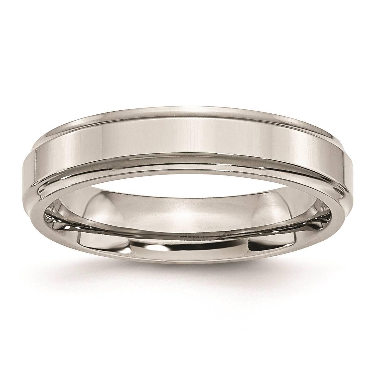 Mens Gentlemen's Classics(tm) Steel Ridged Edge Wedding Band