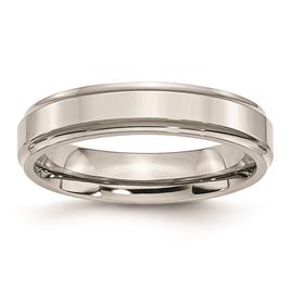 Mens Gentlemen's Classics(tm) Steel Ridged Edge Wedding Band