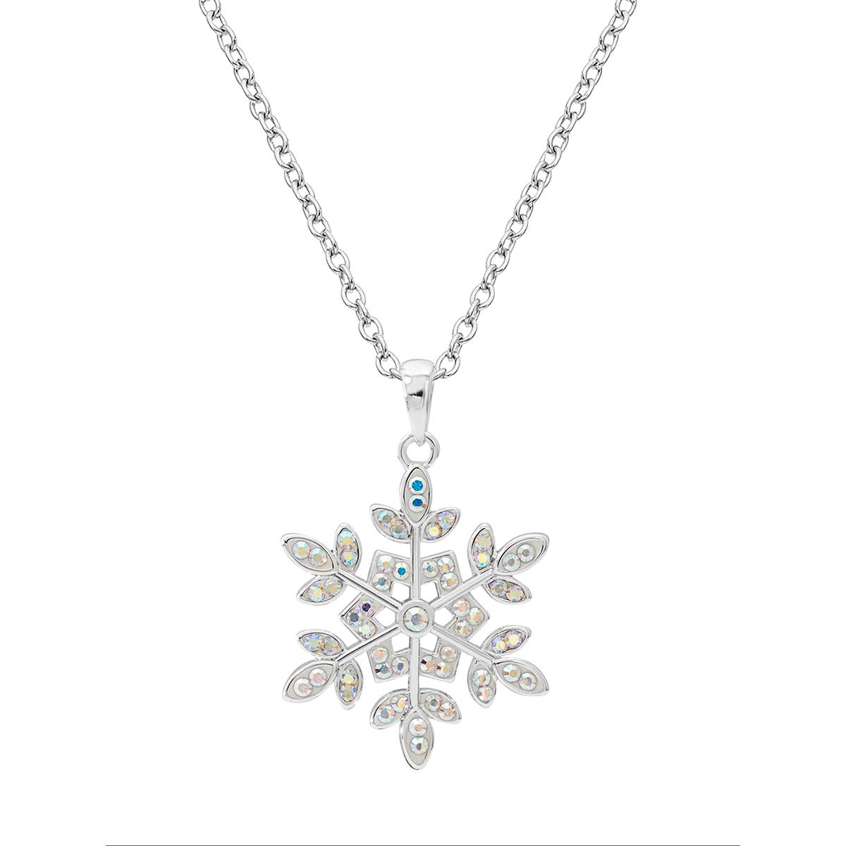 Brass Silver Plated Crystal Snowflake Pendant