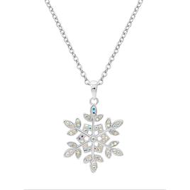 Brass Silver Plated Crystal Snowflake Pendant