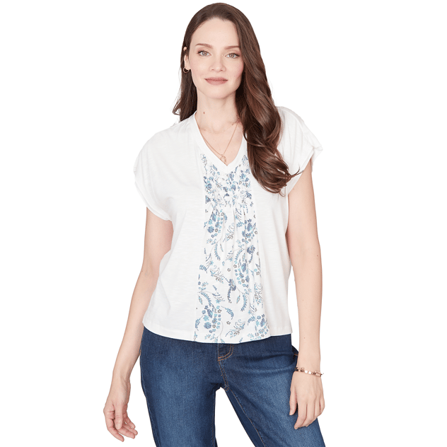 Womens Skye’s the Limit Fresh Start V Neck Ditsy Floral Blouse