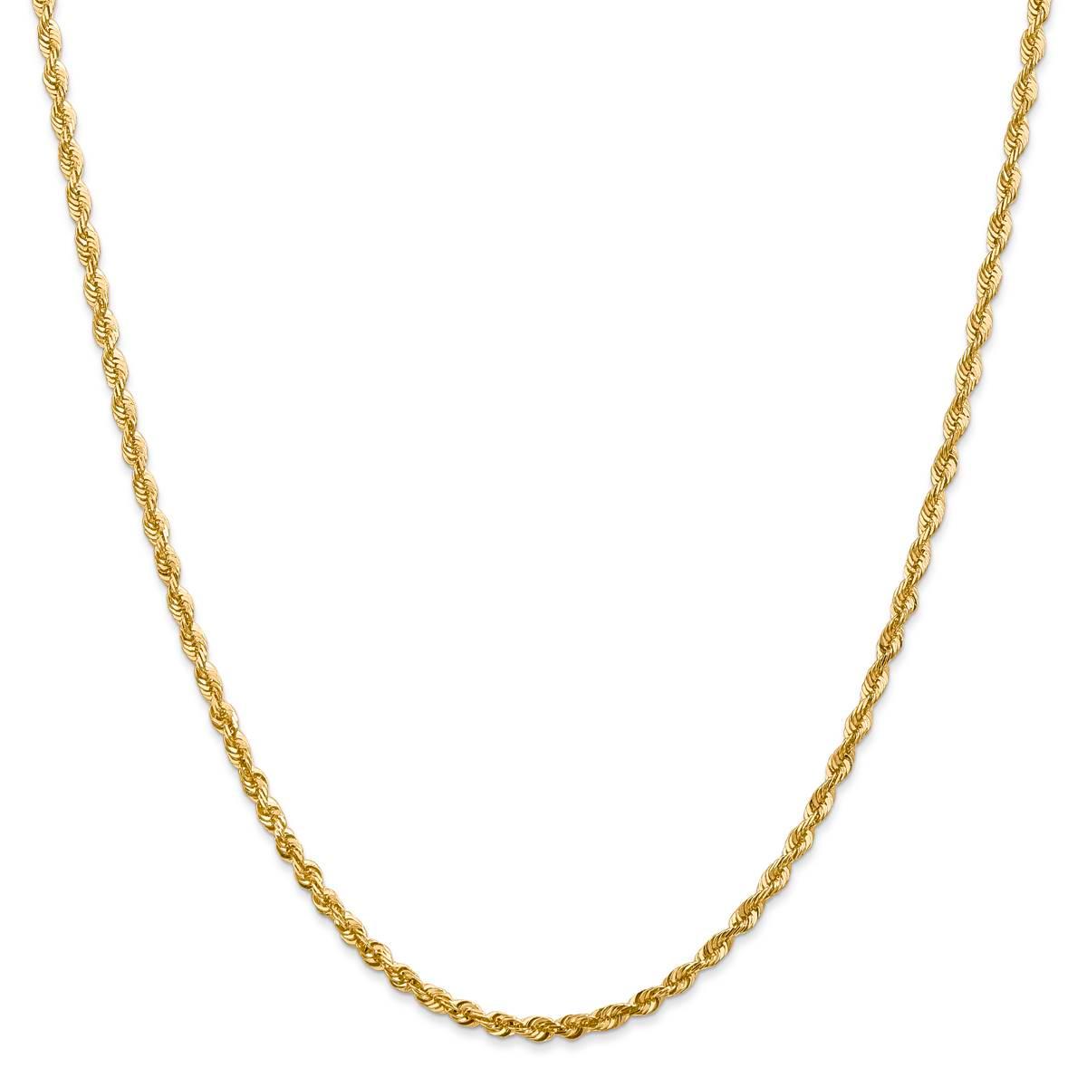 Unisex Gold Classics(tm) 2.75mm. 14k Diamond Cut Light Rope Necklace
