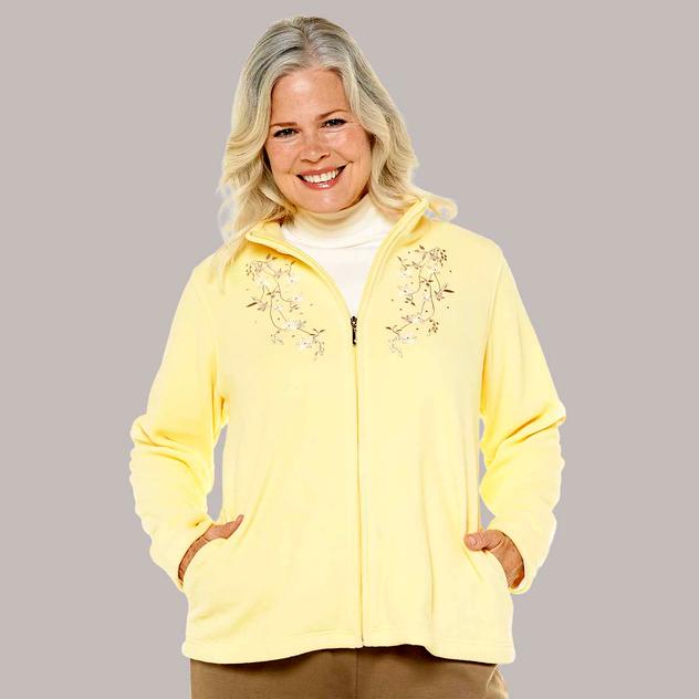 Petite Hasting & Smith Long Sleeve Embroidered Fleece Jacket