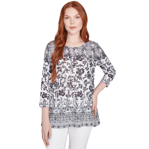 Womens Larky Lark 3/4 Sleeve Floral Ombre Border Blouse