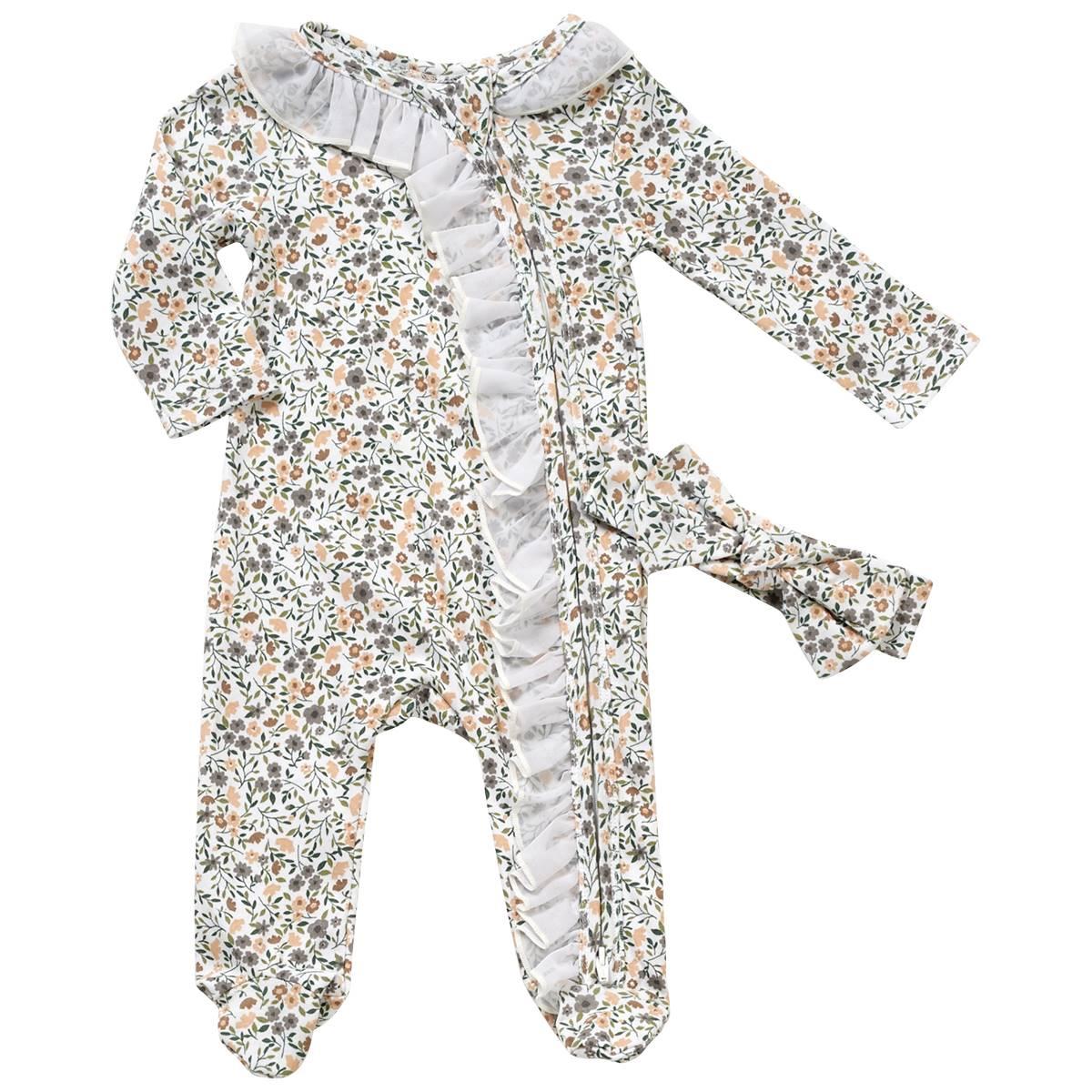 Baby Girl (NB-9M) Baby Essentials(R) Ditsy Floral Footie & Headband