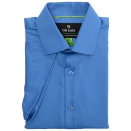 Mens Tom Baine Short Sleeve Bamboo Dress Shirt - Medium Blue