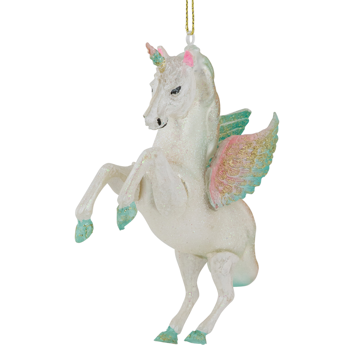 Northlight 5.25in. White Unicorn Glass Christmas Ornament