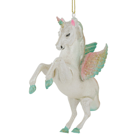 Northlight 5.25in. White Unicorn Glass Christmas Ornament