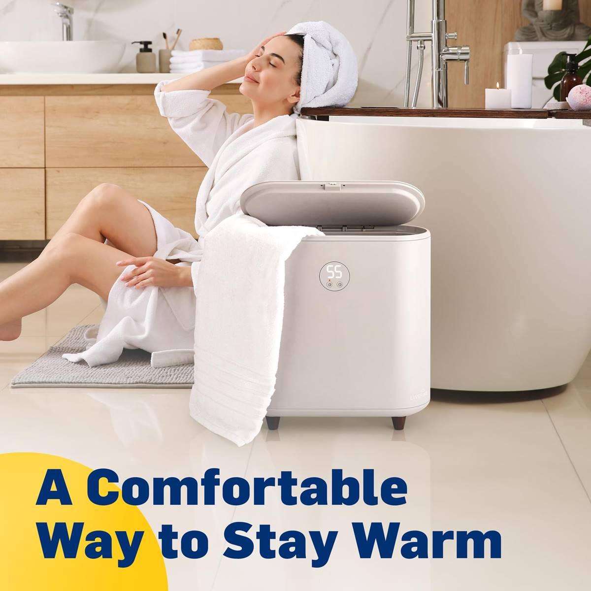 LiveFine Large Bucket Style Towel Warmer w/ LED Display