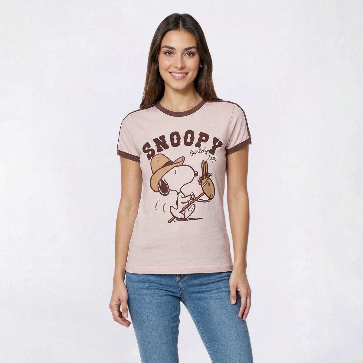 Juniors C-Life Snoopy Horse Ringer Baby Tee With Stripe
