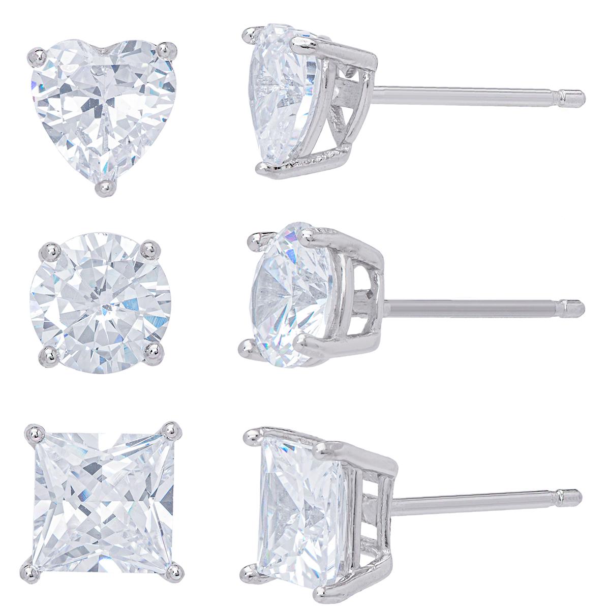 Sterling Silver 3pc. Stud Earrings Set