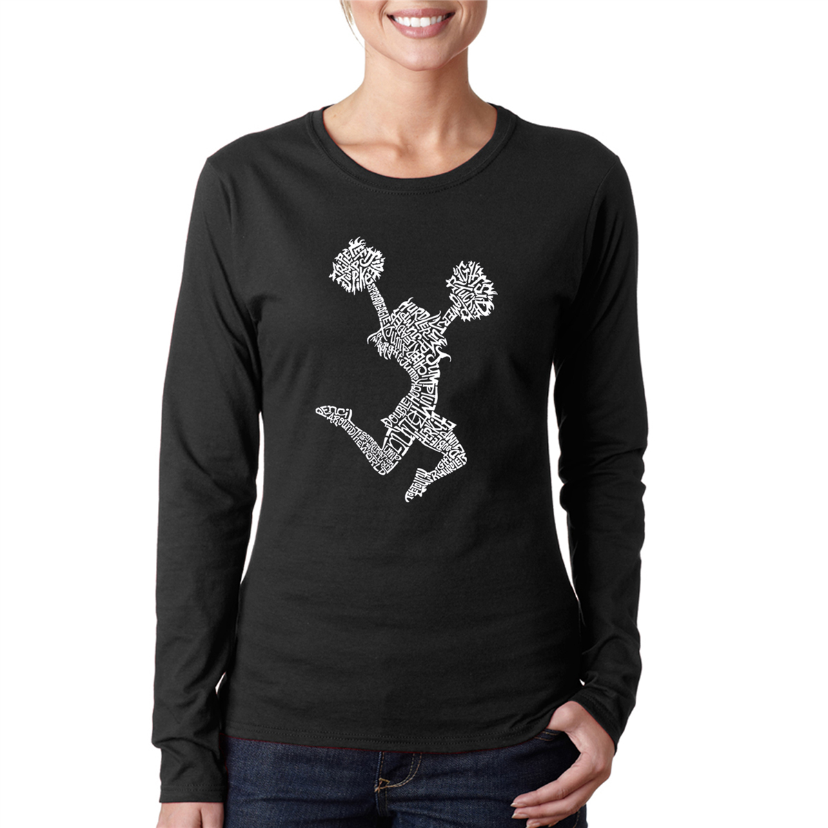 Womens LA Pop Art Cheer - Word Art Long Sleeve T-Shirt