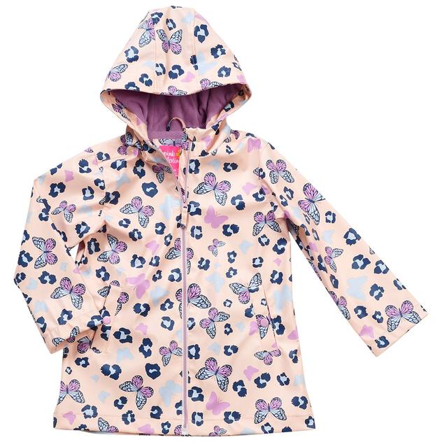 Toddler Girl Pink Platinum® Butterfly Leopard Raincoat