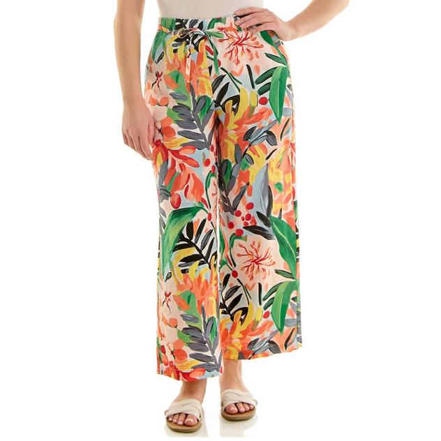 Womens Zac & Rachel Tropical Pull On Wide Leg Pants