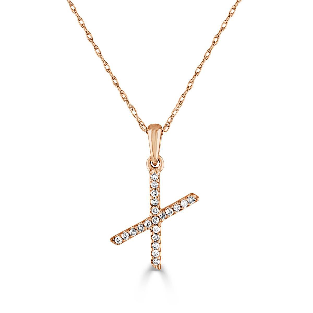 Diamond Classics(tm) 14kt. Rose Gold Initial X Letter Necklace