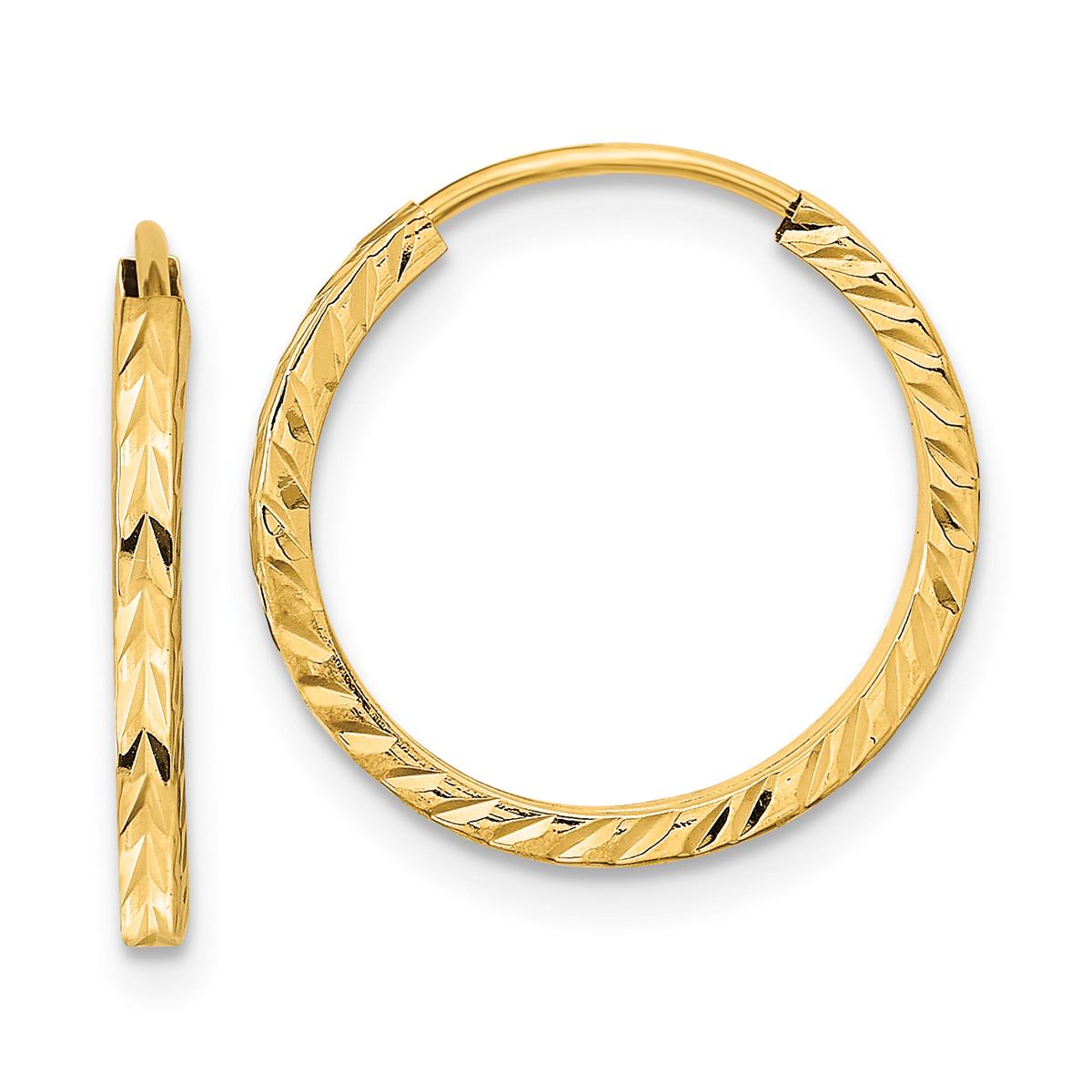 Gold Classics(tm) 17mm. 14kt Diamond Cut Square Tube Earrings
