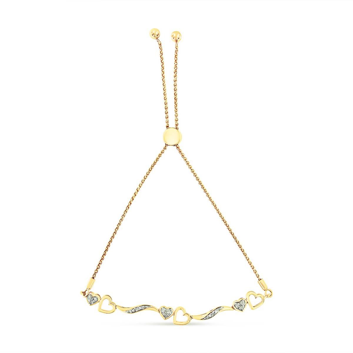 Haus of Brilliance Gold over Silver Diamond Accent Bolo Bracelet