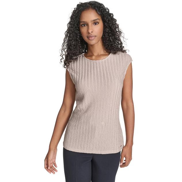 Womens Calvin Klein Cap Sleeve Textured Knit Sweater